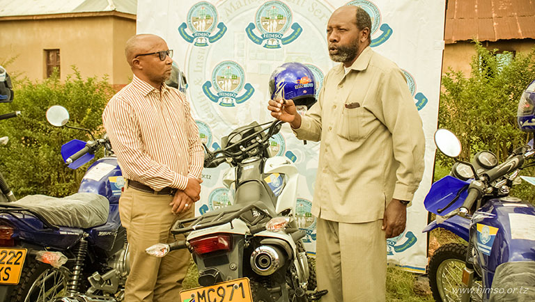 HIMSO's Board Chairperson Handing Over Motorbikes to RAS Songwe